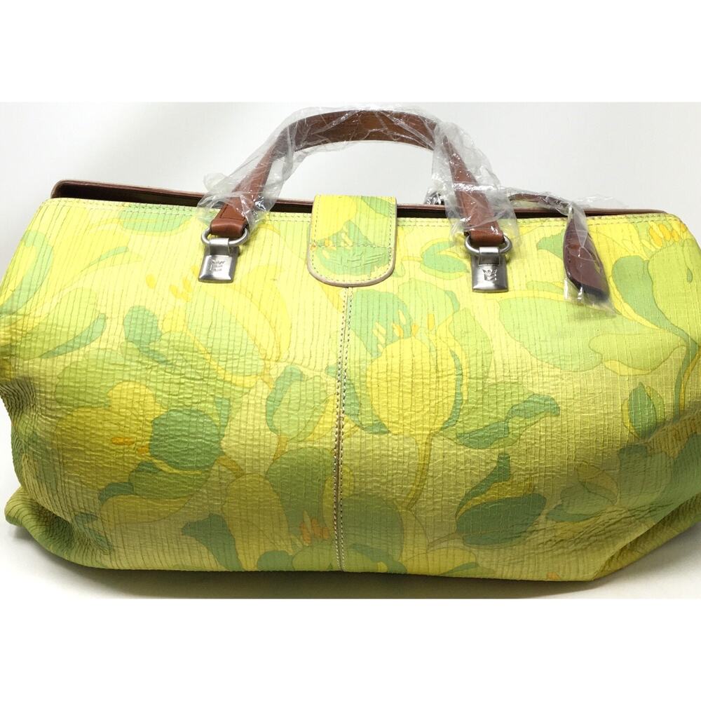 Consuela Chartreuse St. Tropez Yellow & Green Vintage Large Signature Handbag - Picture 4 of 7